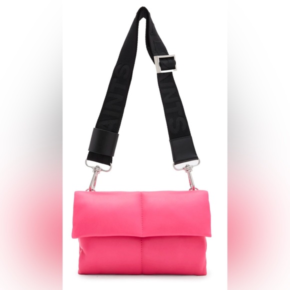 All Saints Handbags - NEW All Saints LEATHER Vibrant Pink Crossbody BAG on a Black Strap